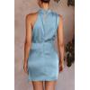 imagePRETTYGARDEN Womens Short Formal Satin Dress Summer Sleeveless Mock Neck Tie Waist Cocktail Party DressesLight Blue