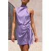 imagePRETTYGARDEN Womens Short Formal Satin Dress Summer Sleeveless Mock Neck Tie Waist Cocktail Party DressesPurple