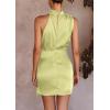 imagePRETTYGARDEN Womens Short Formal Satin Dress Summer Sleeveless Mock Neck Tie Waist Cocktail Party DressesTender Green