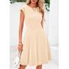 imagePRETTYGARDEN Womens Short Summer Dress 2025 Crewneck Cap Sleeve Ribbed Knit Casual Flowy A Line Mini Sundresses with PocketsApricot