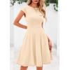 imagePRETTYGARDEN Womens Short Summer Dress 2025 Crewneck Cap Sleeve Ribbed Knit Casual Flowy A Line Mini Sundresses with PocketsApricot