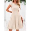 imagePRETTYGARDEN Womens Short Summer Dress 2025 Crewneck Cap Sleeve Ribbed Knit Casual Flowy A Line Mini Sundresses with PocketsApricot Pink