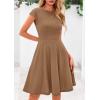 imagePRETTYGARDEN Womens Short Summer Dress 2025 Crewneck Cap Sleeve Ribbed Knit Casual Flowy A Line Mini Sundresses with PocketsBrown