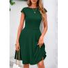 imagePRETTYGARDEN Womens Short Summer Dress 2025 Crewneck Cap Sleeve Ribbed Knit Casual Flowy A Line Mini Sundresses with PocketsDeep Green
