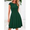 imagePRETTYGARDEN Womens Short Summer Dress 2025 Crewneck Cap Sleeve Ribbed Knit Casual Flowy A Line Mini Sundresses with PocketsDeep Green