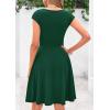 imagePRETTYGARDEN Womens Short Summer Dress 2025 Crewneck Cap Sleeve Ribbed Knit Casual Flowy A Line Mini Sundresses with PocketsDeep Green