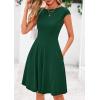 imagePRETTYGARDEN Womens Short Summer Dress 2025 Crewneck Cap Sleeve Ribbed Knit Casual Flowy A Line Mini Sundresses with PocketsDeep Green