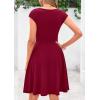 imagePRETTYGARDEN Womens Short Summer Dress 2025 Crewneck Cap Sleeve Ribbed Knit Casual Flowy A Line Mini Sundresses with PocketsWine Red