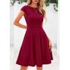 imagePRETTYGARDEN Womens Short Summer Dress 2025 Crewneck Cap Sleeve Ribbed Knit Casual Flowy A Line Mini Sundresses with PocketsWine Red