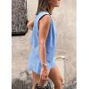 imagePRETTYGARDEN Womens Summer 2 Piece Outfits Sleeveless Matching Sets Button Down V Neck Vest Waistcoat and Pockets ShortsLight Blue