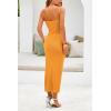 imagePRETTYGARDEN Womens Summer Midi Bodycon Dress Strapless Cut Out Knit Tube Long Fitted DressesSolid Orange Yellow