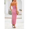 imagePRETTYGARDEN Womens Summer Midi Bodycon Dress Strapless Cut Out Knit Tube Long Fitted DressesSolid Pink
