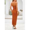 imagePRETTYGARDEN Womens Summer Midi Bodycon Dress Strapless Cut Out Knit Tube Long Fitted DressesSolid Rust Red