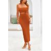 imagePRETTYGARDEN Womens Summer Midi Bodycon Dress Strapless Cut Out Knit Tube Long Fitted DressesSolid Rust Red