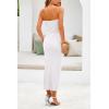 imagePRETTYGARDEN Womens Summer Midi Bodycon Dress Strapless Cut Out Knit Tube Long Fitted DressesSolid White