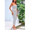 imagePRETTYGARDEN Womens Summer Midi Bodycon Dress Strapless Cut Out Knit Tube Long Fitted DressesStriped White Black