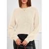 imagePRETTYGARDEN Womens Sweaters 2025 Fall Fashion Long Sleeve Crewneck Floral Knit Pullover Sweater Tops Winter ClothesBeige