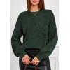 imagePRETTYGARDEN Womens Sweaters 2025 Fall Fashion Long Sleeve Crewneck Floral Knit Pullover Sweater Tops Winter ClothesDark Green