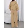 imagePRETTYGARDEN Womens Sweatsuits 2 Piece Set 2025 Casual Winter Long Sleeve Hoodie Loose Wide Leg Sweatpants Fall TracksuitKhaki