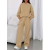 imagePRETTYGARDEN Womens Sweatsuits 2 Piece Set 2025 Casual Winter Long Sleeve Hoodie Loose Wide Leg Sweatpants Fall TracksuitKhaki