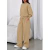 imagePRETTYGARDEN Womens Sweatsuits 2 Piece Set 2025 Casual Winter Long Sleeve Hoodie Loose Wide Leg Sweatpants Fall TracksuitKhaki
