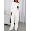 imagePRETTYGARDEN Womens Sweatsuits 2 Piece Set 2025 Casual Winter Long Sleeve Hoodie Loose Wide Leg Sweatpants Fall TracksuitWhite