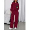 imagePRETTYGARDEN Womens Sweatsuits 2 Piece Set 2025 Casual Winter Long Sleeve Hoodie Loose Wide Leg Sweatpants Fall TracksuitWine Red