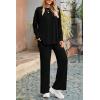 imagePRETTYGARDEN Womens Two Piece Lounge Sets Matching Long Sleeve Shirts Wide Leg Pants Tracksuits Travel Outfits Fall ClothesBlack
