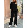 imagePRETTYGARDEN Womens Two Piece Lounge Sets Matching Long Sleeve Shirts Wide Leg Pants Tracksuits Travel Outfits Fall ClothesBlack