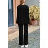 imagePRETTYGARDEN Womens Two Piece Lounge Sets Matching Long Sleeve Shirts Wide Leg Pants Tracksuits Travel Outfits Fall ClothesBlack