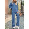 imagePRETTYGARDEN Womens Two Piece Lounge Sets Matching Long Sleeve Shirts Wide Leg Pants Tracksuits Travel Outfits Fall ClothesBlue