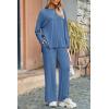 imagePRETTYGARDEN Womens Two Piece Lounge Sets Matching Long Sleeve Shirts Wide Leg Pants Tracksuits Travel Outfits Fall ClothesBlue