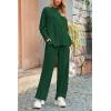 imagePRETTYGARDEN Womens Two Piece Lounge Sets Matching Long Sleeve Shirts Wide Leg Pants Tracksuits Travel Outfits Fall ClothesDark Green