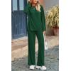 imagePRETTYGARDEN Womens Two Piece Lounge Sets Matching Long Sleeve Shirts Wide Leg Pants Tracksuits Travel Outfits Fall ClothesDark Green