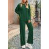 imagePRETTYGARDEN Womens Two Piece Lounge Sets Matching Long Sleeve Shirts Wide Leg Pants Tracksuits Travel Outfits Fall ClothesDark Green