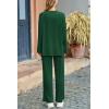 imagePRETTYGARDEN Womens Two Piece Lounge Sets Matching Long Sleeve Shirts Wide Leg Pants Tracksuits Travel Outfits Fall ClothesDark Green