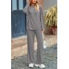 imagePRETTYGARDEN Womens Two Piece Lounge Sets Matching Long Sleeve Shirts Wide Leg Pants Tracksuits Travel Outfits Fall ClothesDark Grey