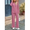 imagePRETTYGARDEN Womens Two Piece Lounge Sets Matching Long Sleeve Shirts Wide Leg Pants Tracksuits Travel Outfits Fall ClothesPink