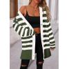 imagePRETTYGARDEN Womens Winter Striped Cardigan Sweaters Long Sleeve Button Down Open Front Chunky Knit Oversized Sweater CoatStriped Army Green White