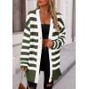 imagePRETTYGARDEN Womens Winter Striped Cardigan Sweaters Long Sleeve Button Down Open Front Chunky Knit Oversized Sweater CoatStriped Army Green White
