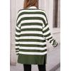 imagePRETTYGARDEN Womens Winter Striped Cardigan Sweaters Long Sleeve Button Down Open Front Chunky Knit Oversized Sweater CoatStriped Army Green White