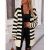 imagePRETTYGARDEN Womens Winter Striped Cardigan Sweaters Long Sleeve Button Down Open Front Chunky Knit Oversized Sweater CoatStriped Beige Black