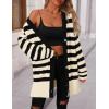 imagePRETTYGARDEN Womens Winter Striped Cardigan Sweaters Long Sleeve Button Down Open Front Chunky Knit Oversized Sweater CoatStriped Beige Black