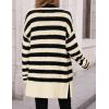 imagePRETTYGARDEN Womens Winter Striped Cardigan Sweaters Long Sleeve Button Down Open Front Chunky Knit Oversized Sweater CoatStriped Beige Black