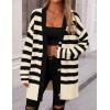 imagePRETTYGARDEN Womens Winter Striped Cardigan Sweaters Long Sleeve Button Down Open Front Chunky Knit Oversized Sweater CoatStriped Beige Black