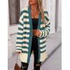 imagePRETTYGARDEN Womens Winter Striped Cardigan Sweaters Long Sleeve Button Down Open Front Chunky Knit Oversized Sweater CoatStriped Beige Blue Green