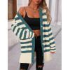 imagePRETTYGARDEN Womens Winter Striped Cardigan Sweaters Long Sleeve Button Down Open Front Chunky Knit Oversized Sweater CoatStriped Beige Blue Green