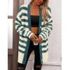 imagePRETTYGARDEN Womens Winter Striped Cardigan Sweaters Long Sleeve Button Down Open Front Chunky Knit Oversized Sweater CoatStriped Beige Blue Green