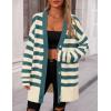 imagePRETTYGARDEN Womens Winter Striped Cardigan Sweaters Long Sleeve Button Down Open Front Chunky Knit Oversized Sweater CoatStriped Beige Blue Green