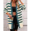 imagePRETTYGARDEN Womens Winter Striped Cardigan Sweaters Long Sleeve Button Down Open Front Chunky Knit Oversized Sweater CoatStriped Beige Blue Green